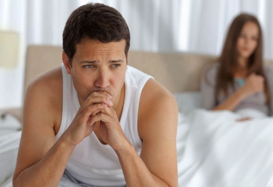 pijnlijke geslachtsgemeenschap, verslechtering van de potentie bij een man is een van de tekenen van prostatitis